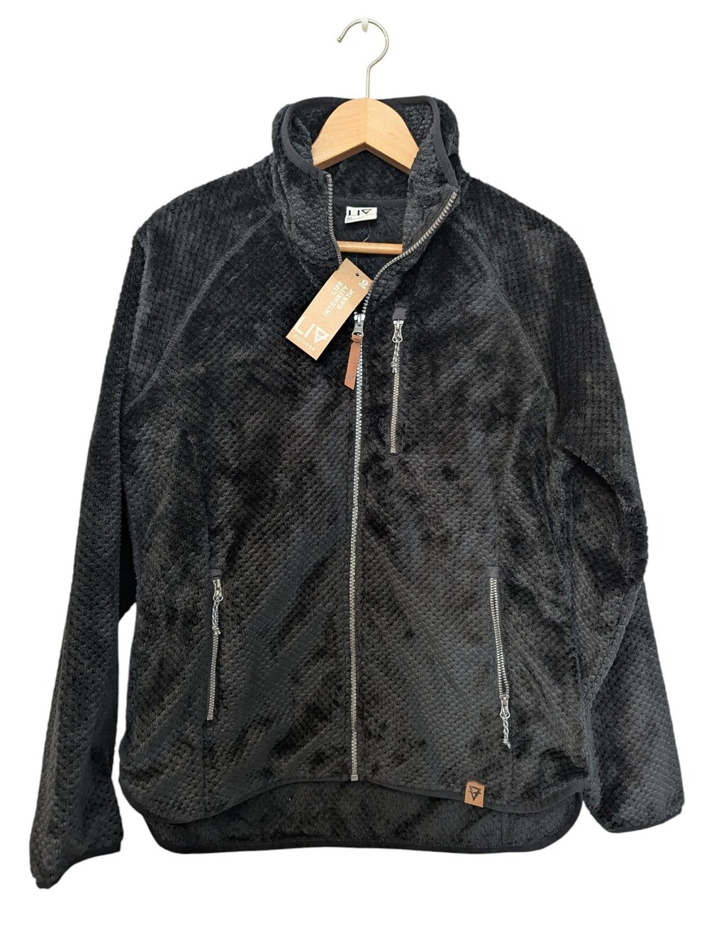 LIV Outdoor Cozy Black Textured Fleece Jacket Medium